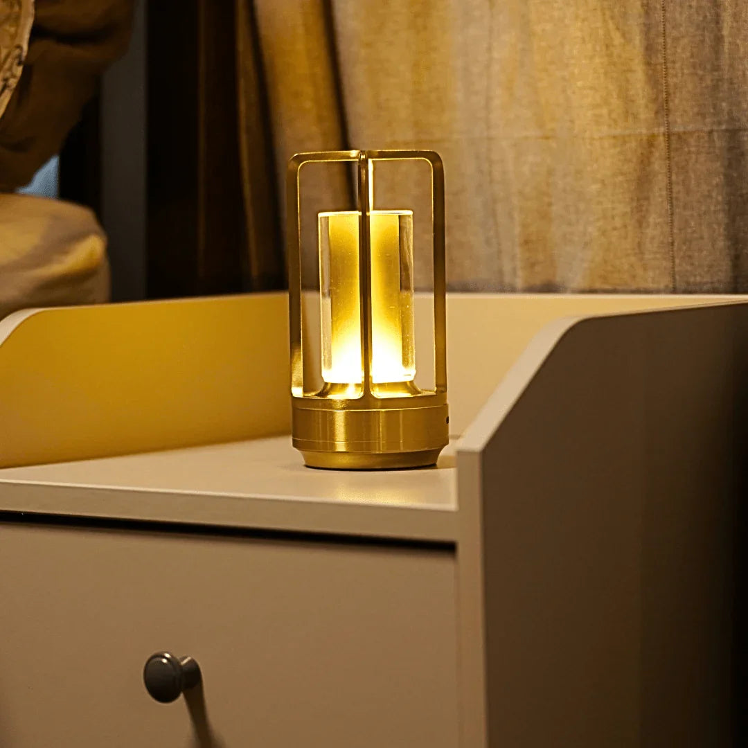 Hudson cordless LED table lamp - metal finish detail
