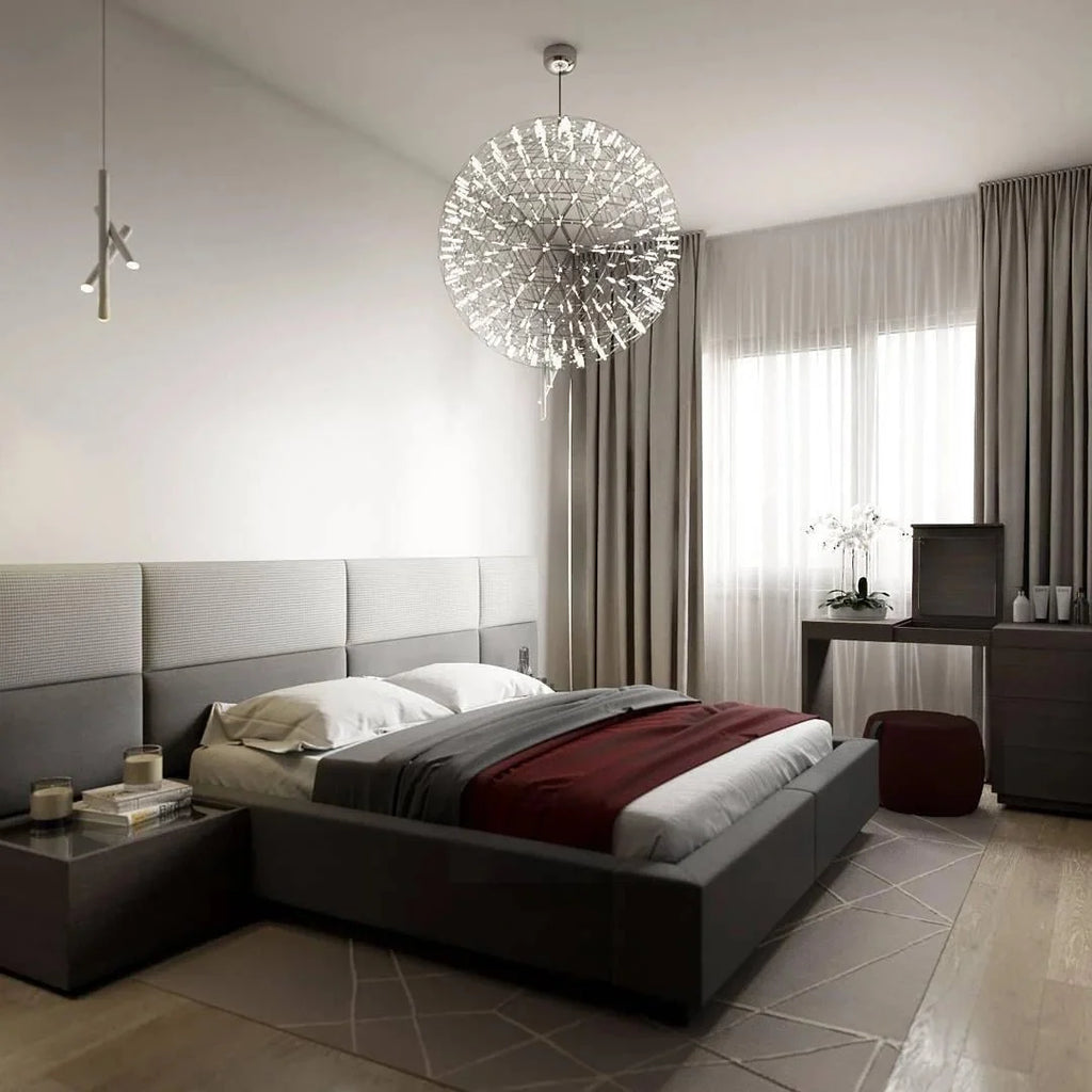 Chrome Steel Sparkle Sphere Chandelier — Modern Multi-Point Flush Mount | ÉTINCELLE™