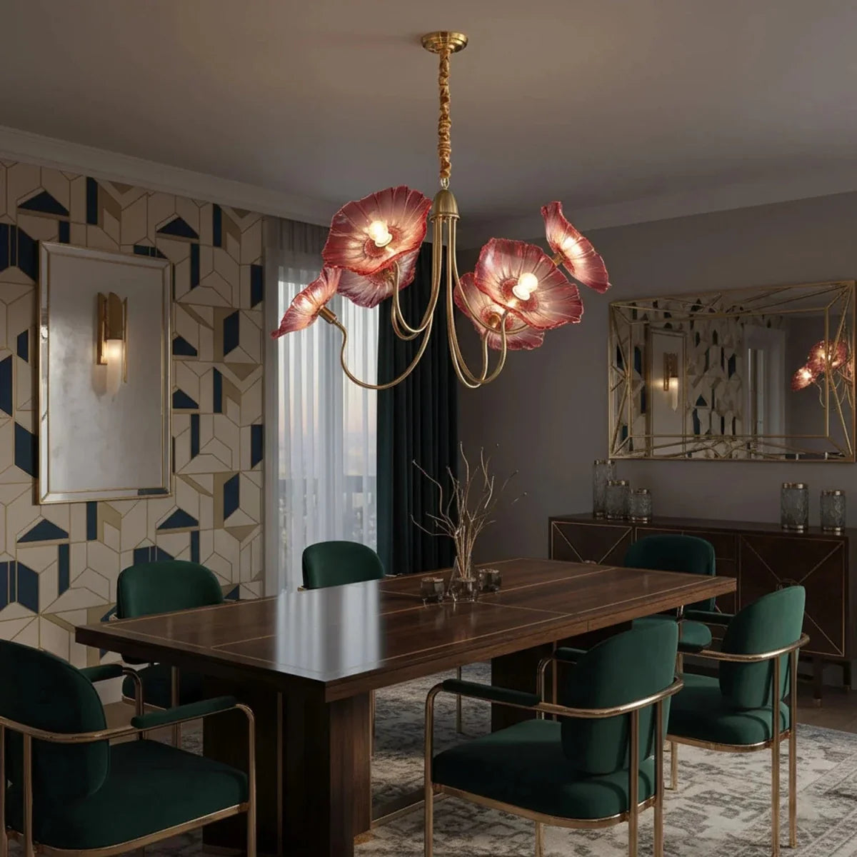 Brass Lily Pad Glass Chandelier — Botanical Style | NÉNUPHAR™
