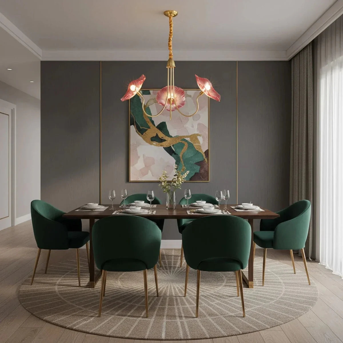 Brass Lily Pad Glass Chandelier — Botanical Style | NÉNUPHAR™