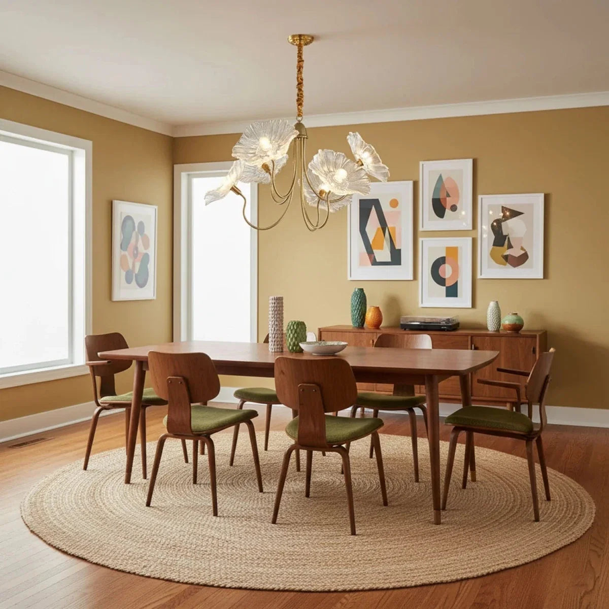 Brass Lily Pad Glass Chandelier — Botanical Style | NÉNUPHAR™
