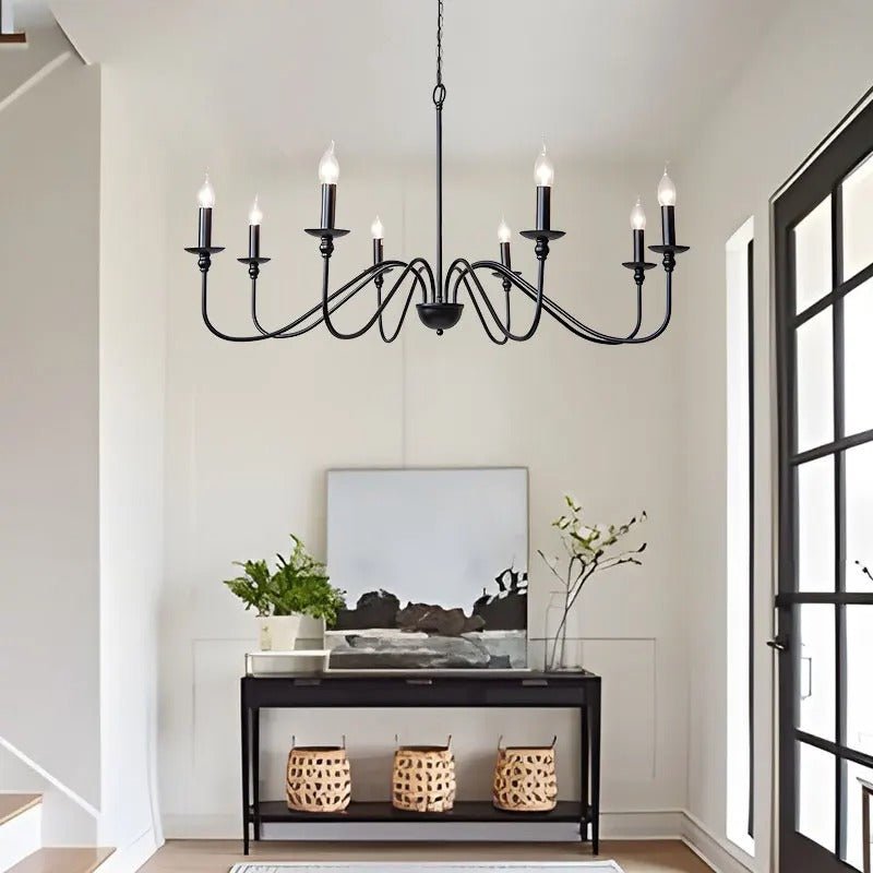Multi-Arm Black & Gold Chandelier — Vintage Pendant Style | PATINE™