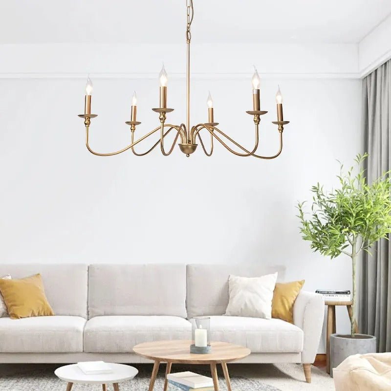 Multi-Arm Black & Gold Chandelier — Vintage Pendant Style | PATINE™