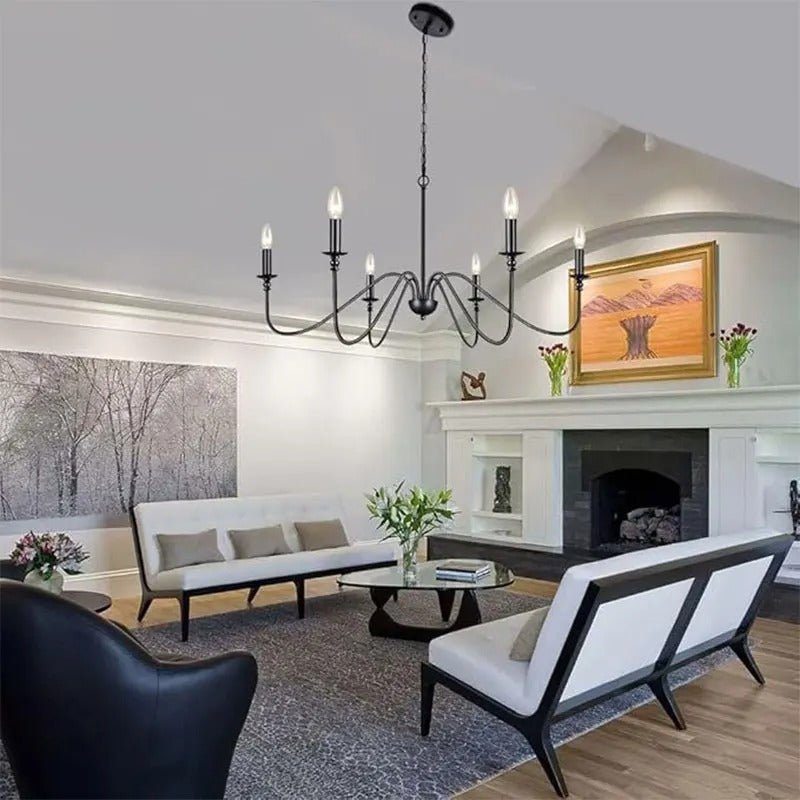 Multi-Arm Black & Gold Chandelier — Vintage Pendant Style | PATINE™