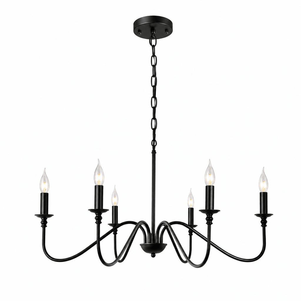 Multi-Arm Black & Gold Chandelier — Vintage Pendant Style | PATINE™
