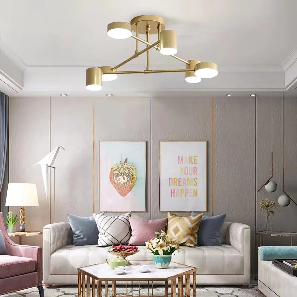 6-Arm Iron Semi-Flush Chandelier — Modern Constellation Style | ÉTOILE™