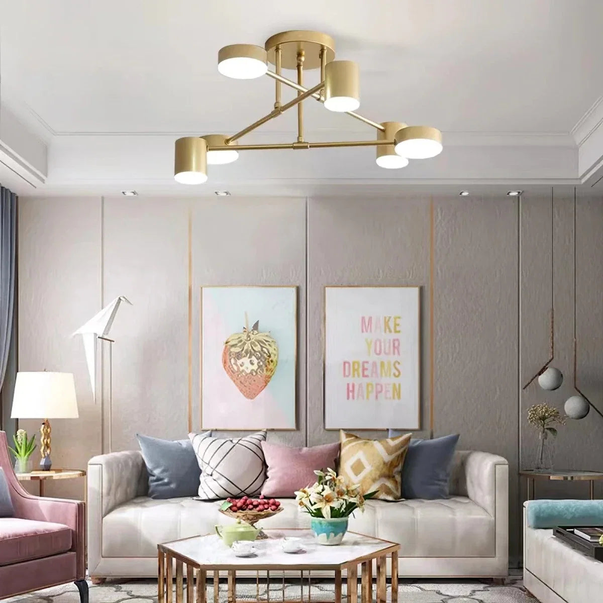 6-Arm Iron Semi-Flush Chandelier — Modern Constellation Style | ÉTOILE™