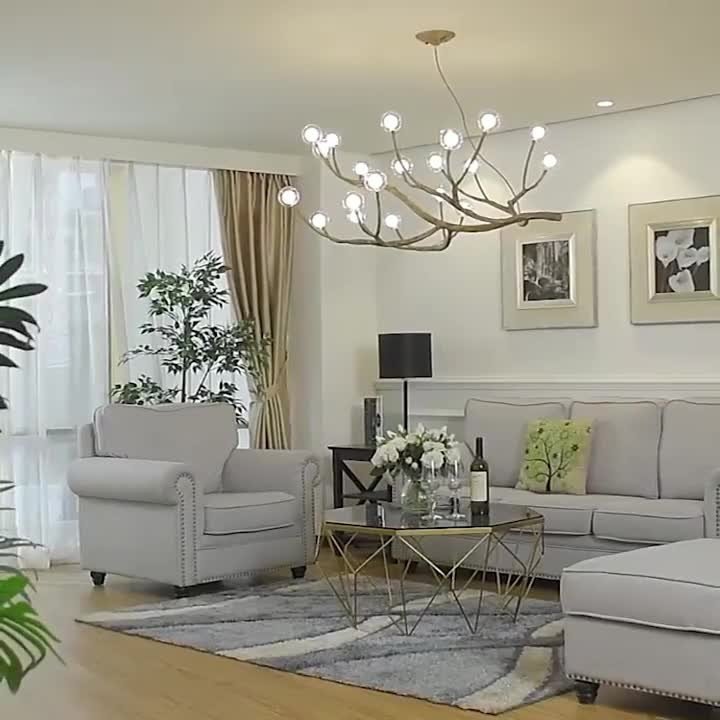 Sculptural Tree Branch Chandelier with Frosted Glass Globes | Nature – alternate view 6