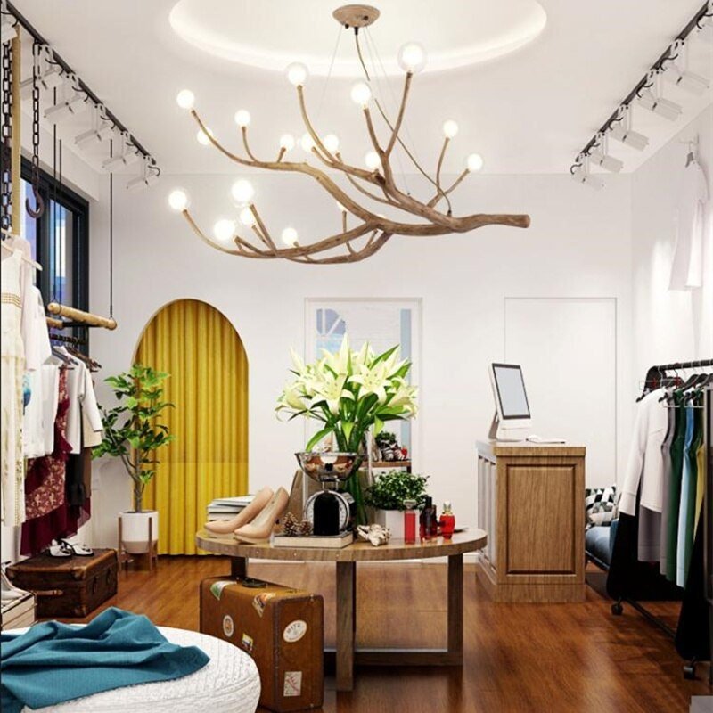 Sculptural Tree Branch Chandelier with Frosted Glass Globes | Nature