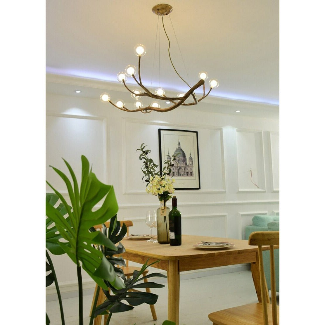 Sculptural Tree Branch Chandelier with Frosted Glass Globes | Nature – alternate view 7