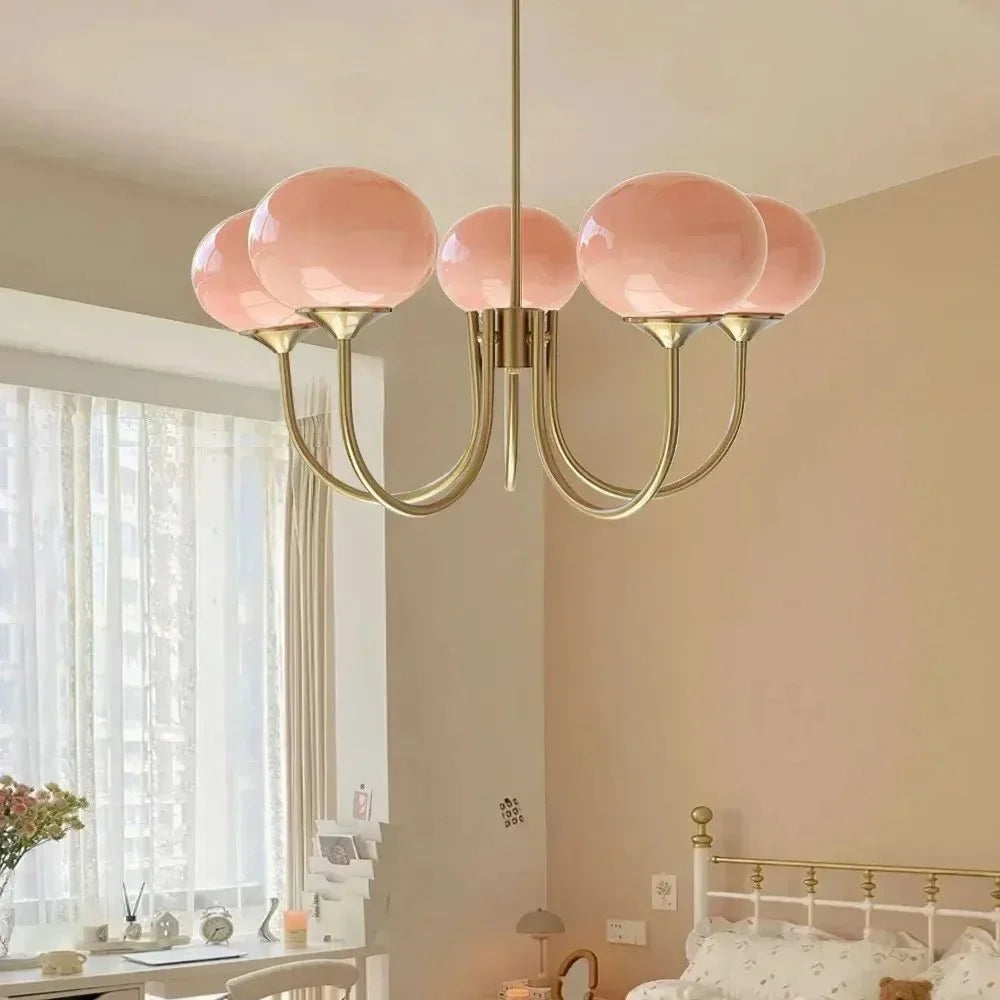 Blown Glass & Brass Globe Chandelier – 3 or 5 Lights | Blossom – alternate view 8