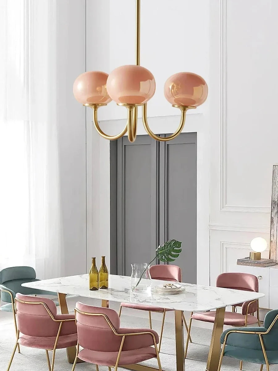 Blown Glass & Brass Globe Chandelier – 3 or 5 Lights | Blossom – alternate view 5