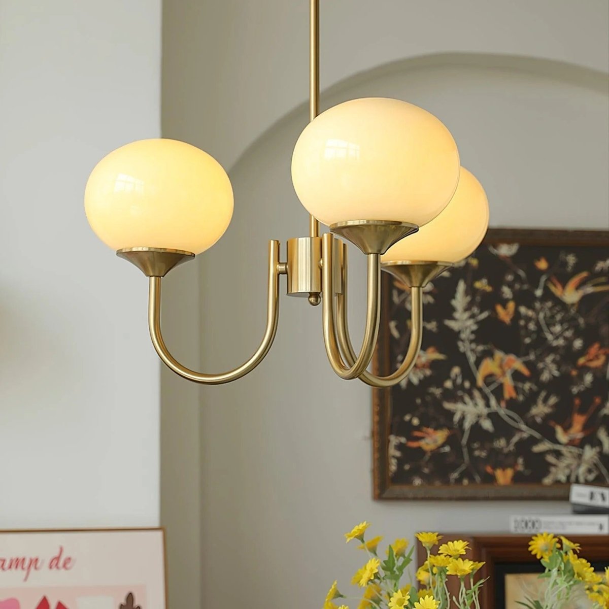 Blown Glass & Brass Globe Chandelier – 3 or 5 Lights | Blossom – alternate view 18