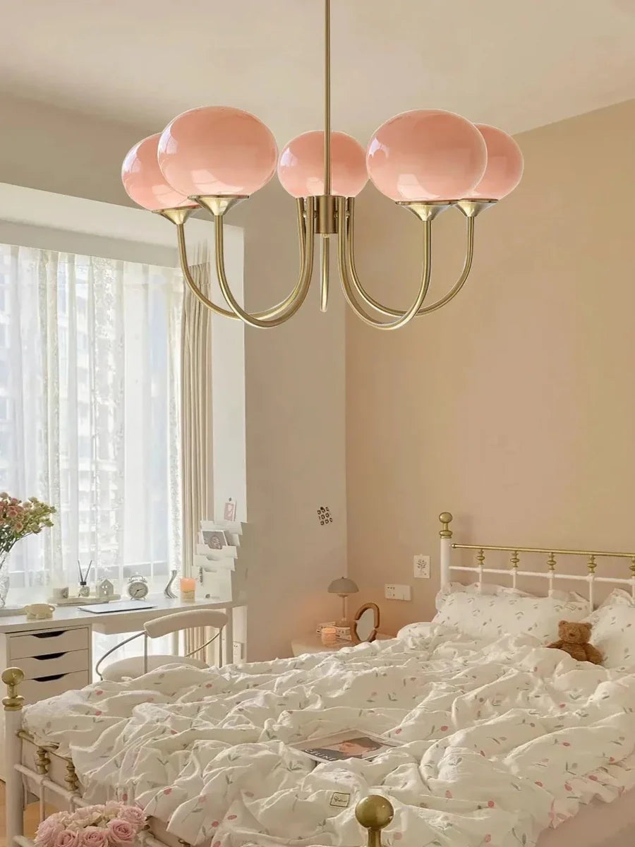 Blown Glass & Brass Globe Chandelier – 3 or 5 Lights | Blossom – alternate view 6