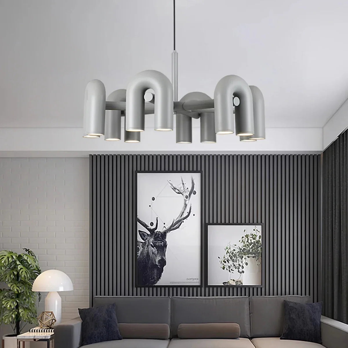 Tubular Colored Glass Arch Chandelier — Sculptural Style | MANÈGE™