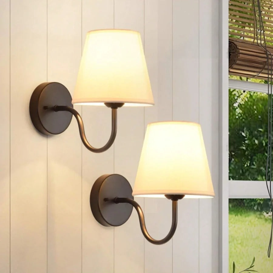 Curved Arm Fabric Shade Wall Sconce — Classic Parisian Style | HAUSSMANN™