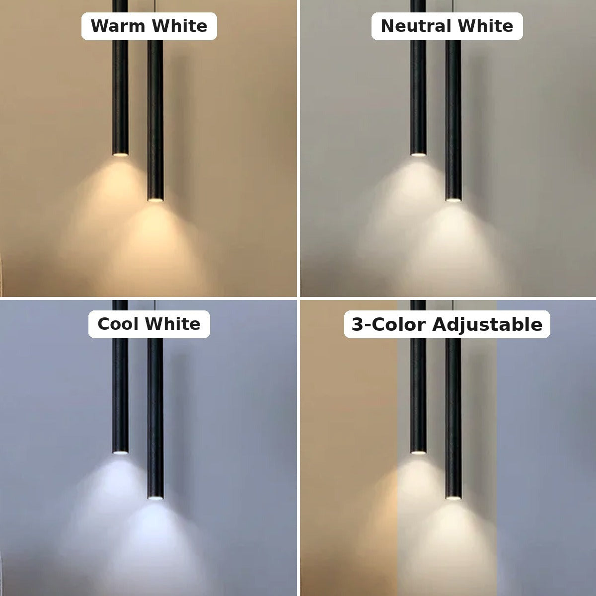 Pike light color options: warm white, neutral white, cool white and 3-color adjustable