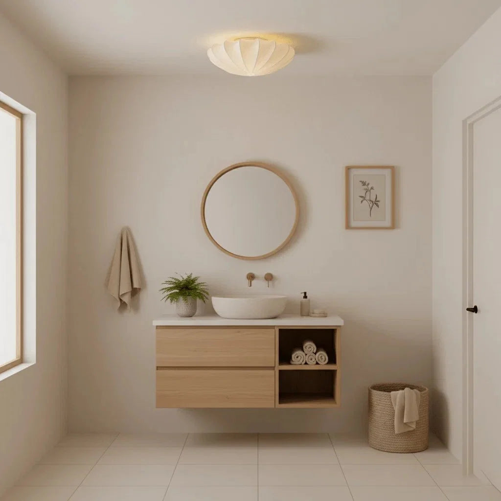 Ivory Silk Shade Flush Mount — Art Deco Nordic Style | IVOIRE™