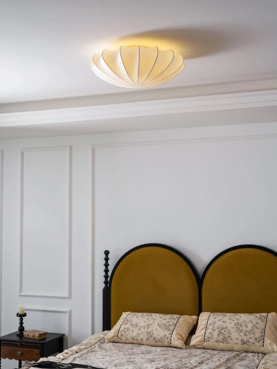 Ivory Silk Shade Flush Mount — Art Deco Nordic Style | IVOIRE™