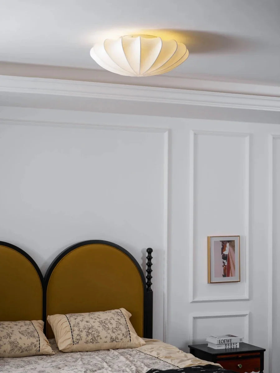 Ivory Silk Shade Flush Mount — Art Deco Nordic Style | IVOIRE™