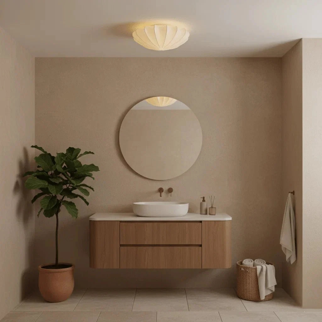 Ivory Silk Shade Flush Mount — Art Deco Nordic Style | IVOIRE™
