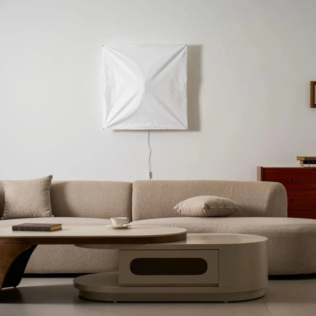 Square Ivory Fabric Flush Mount — Italian Minimalist Style | TOILE™