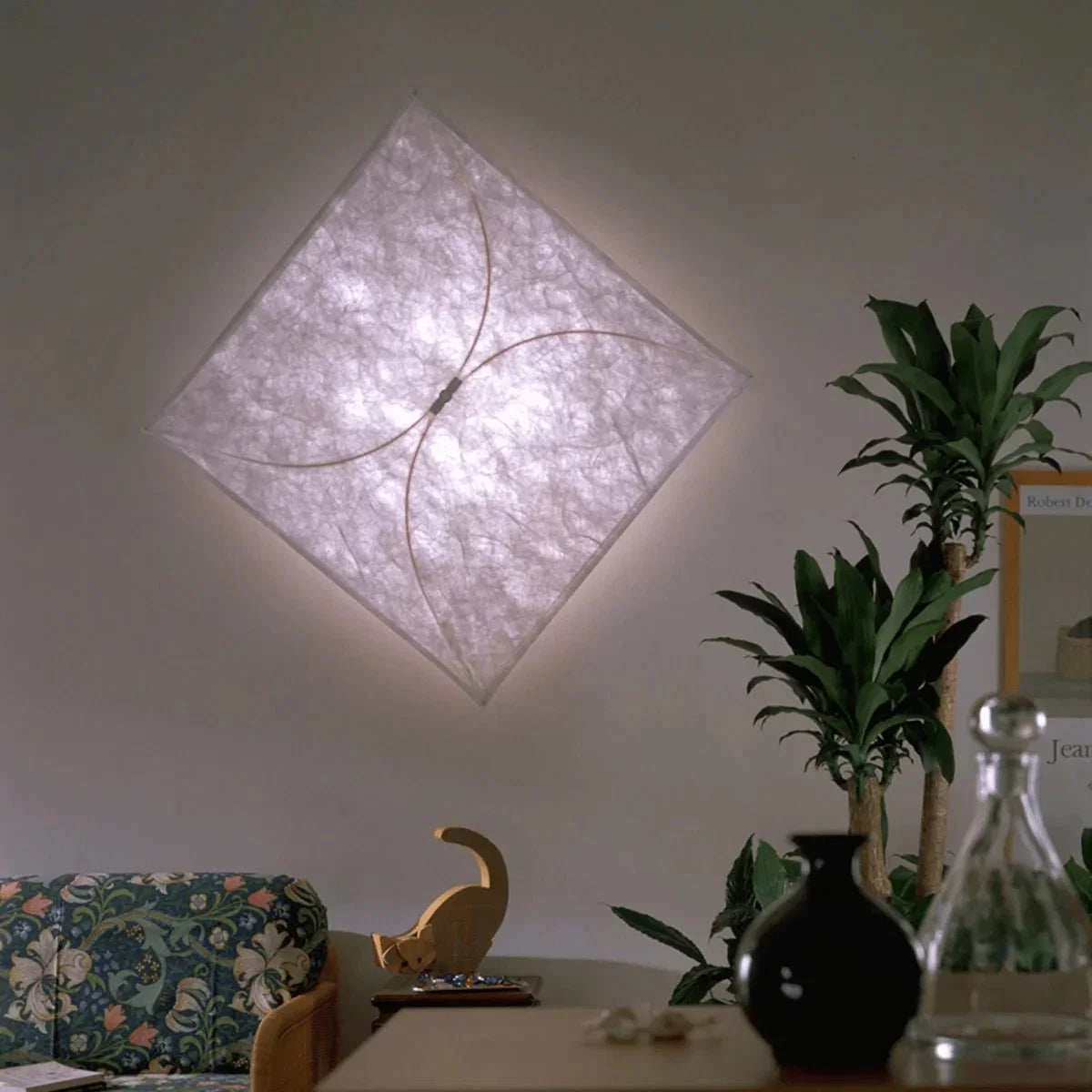 Square Ivory Fabric Flush Mount — Italian Minimalist Style | TOILE™