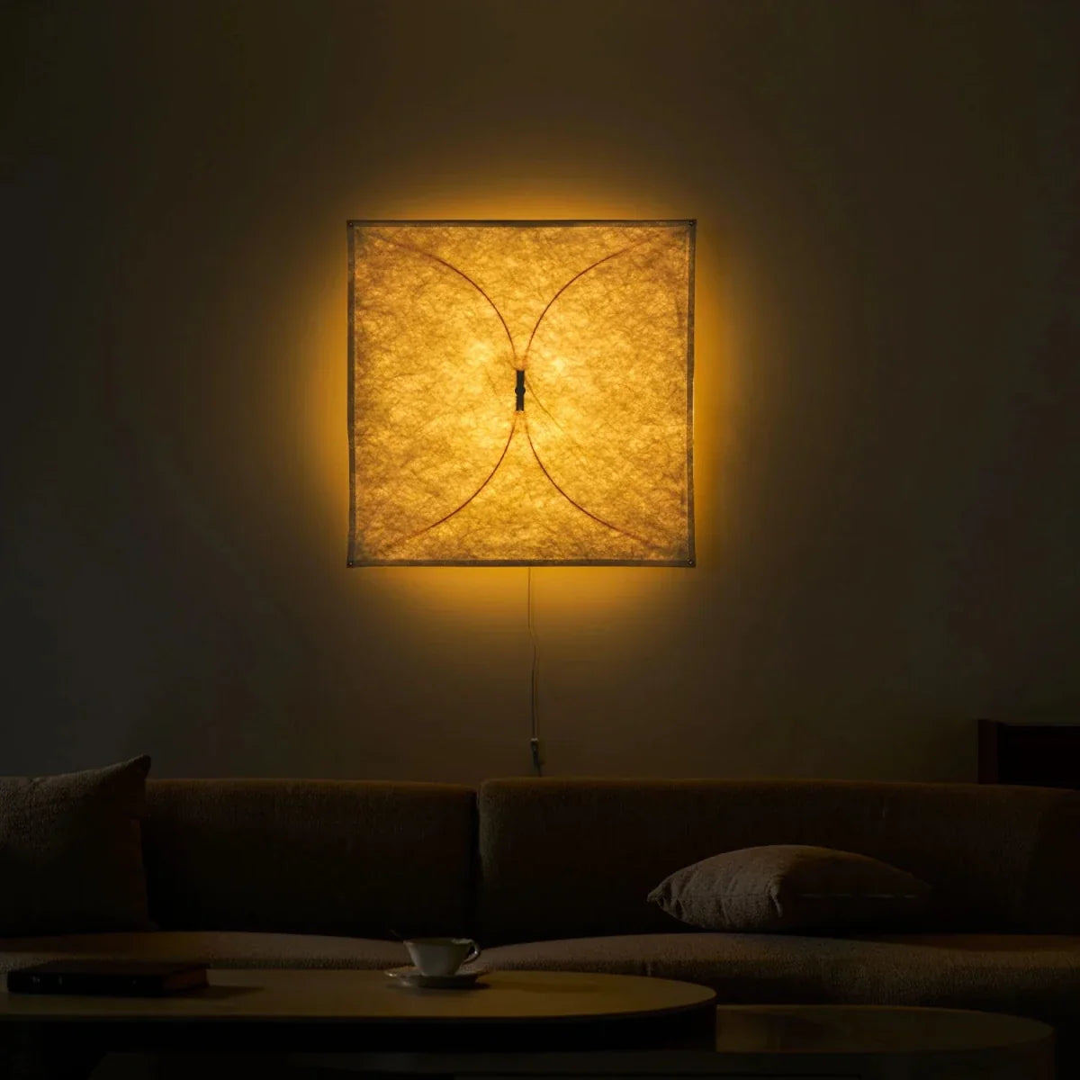 Square Ivory Fabric Flush Mount — Italian Minimalist Style | TOILE™