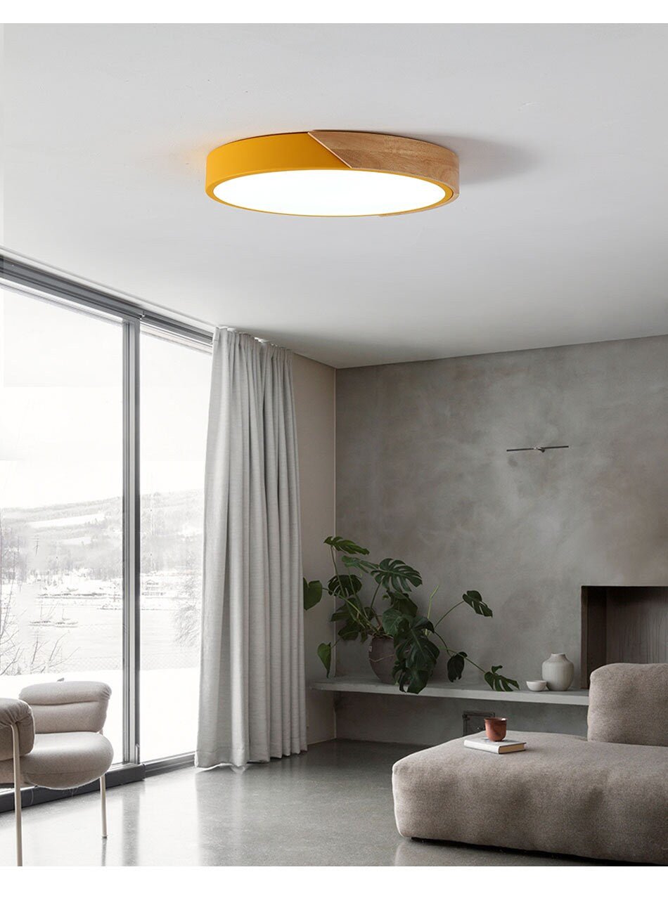 Wood-Trimmed LED Flush Mount — Nordic Low-Ceiling Style | LUND™