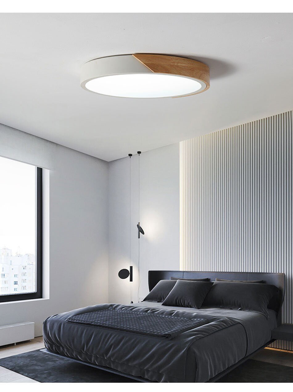 Wood-Trimmed LED Flush Mount — Nordic Low-Ceiling Style | LUND™