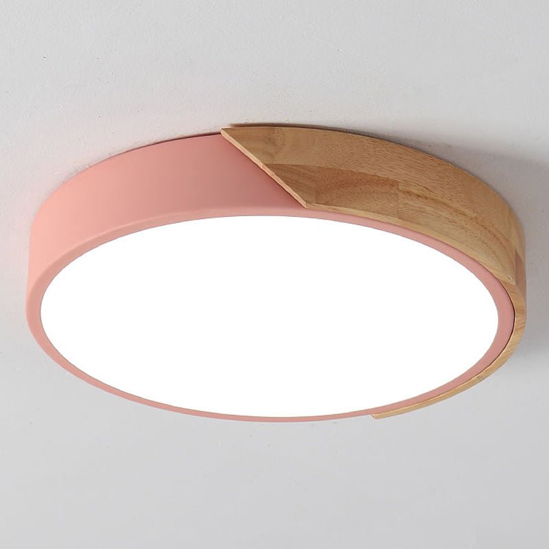 Wood-Trimmed LED Flush Mount — Nordic Low-Ceiling Style | LUND™
