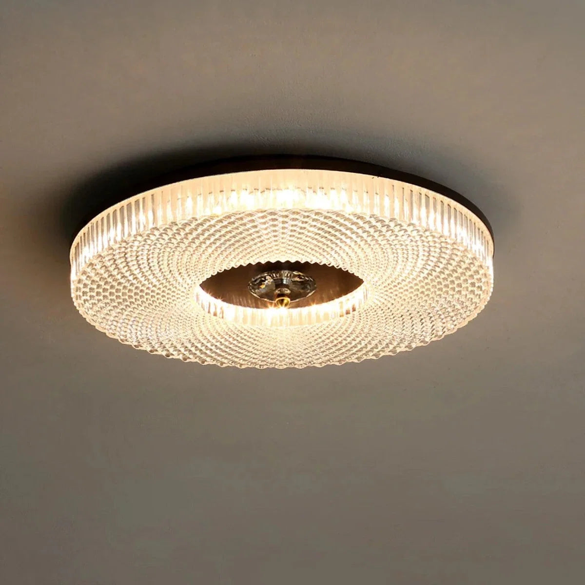Satin Acrylic Disc Flush Mount — Tricolor Modern Halo Style | SATIN™