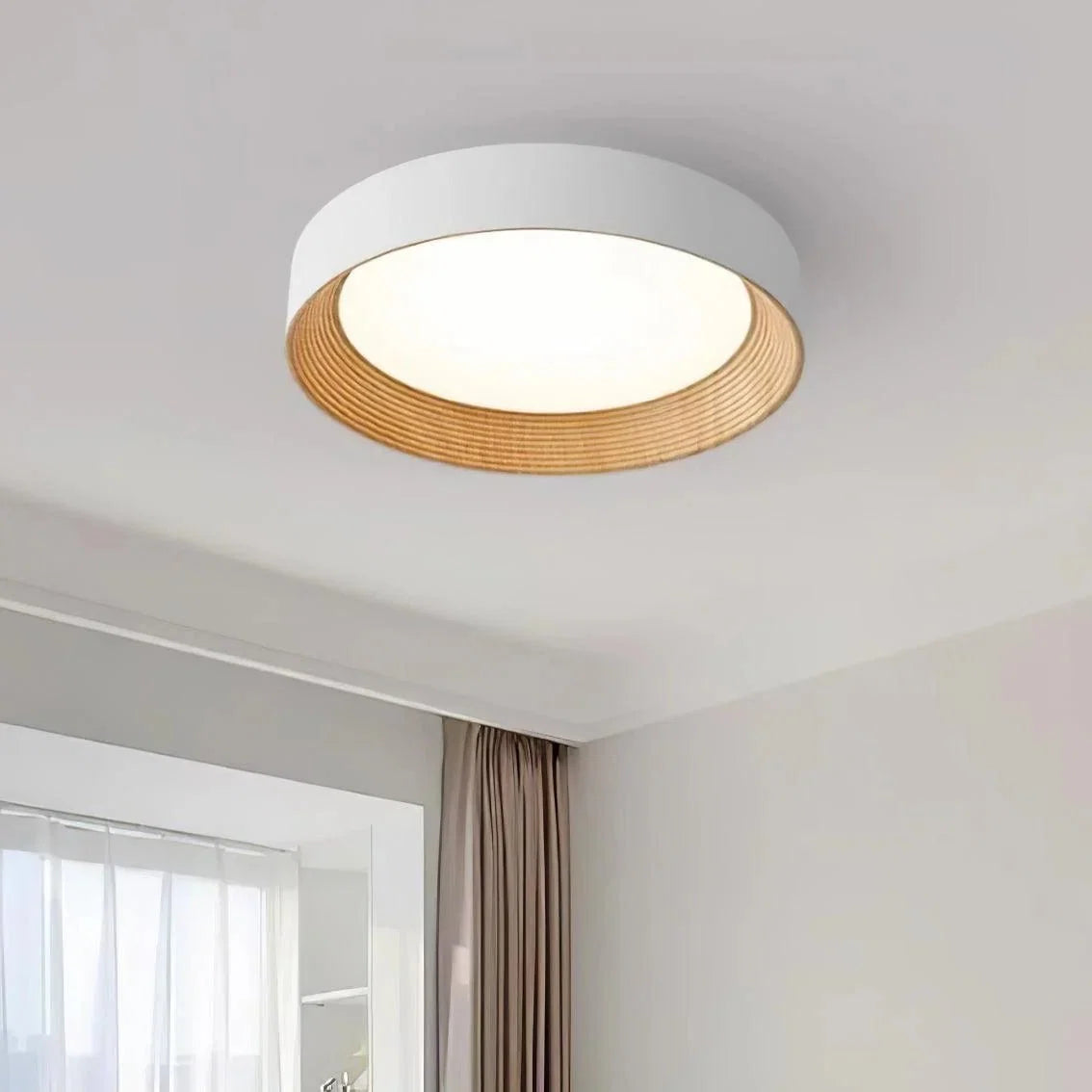 Sculpted Solid Wood Flush Mount — Anti-Blue Light Ceiling Fixture | CERNE™