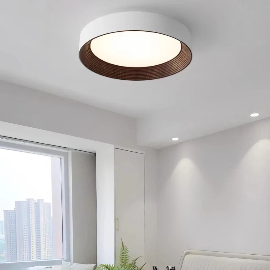 Sculpted Solid Wood Flush Mount — Anti-Blue Light Ceiling Fixture | CERNE™