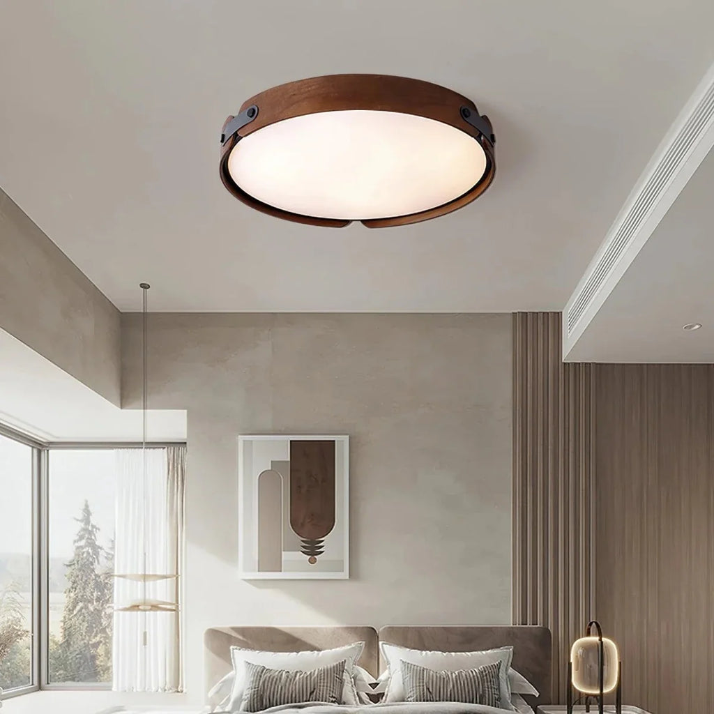 Solid Wood Round Flush Mount — Zen Japanese Style | RONDIN™