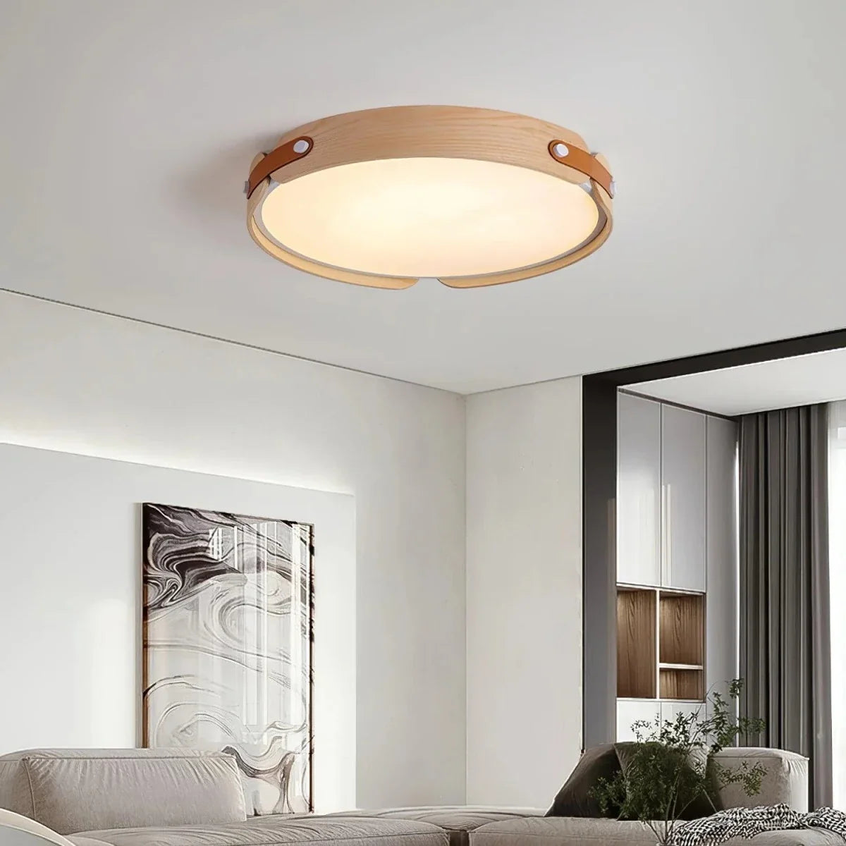 Solid Wood Round Flush Mount — Zen Japanese Style | RONDIN™