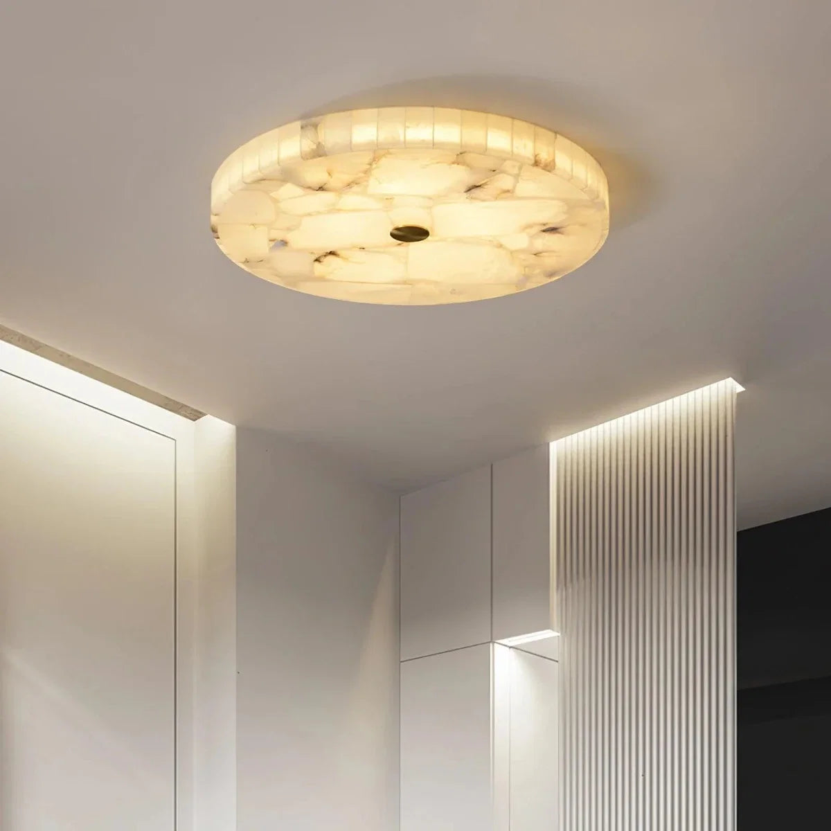 Alabaster Marble Disc Flush Mount — Modern Style | LUEUR™