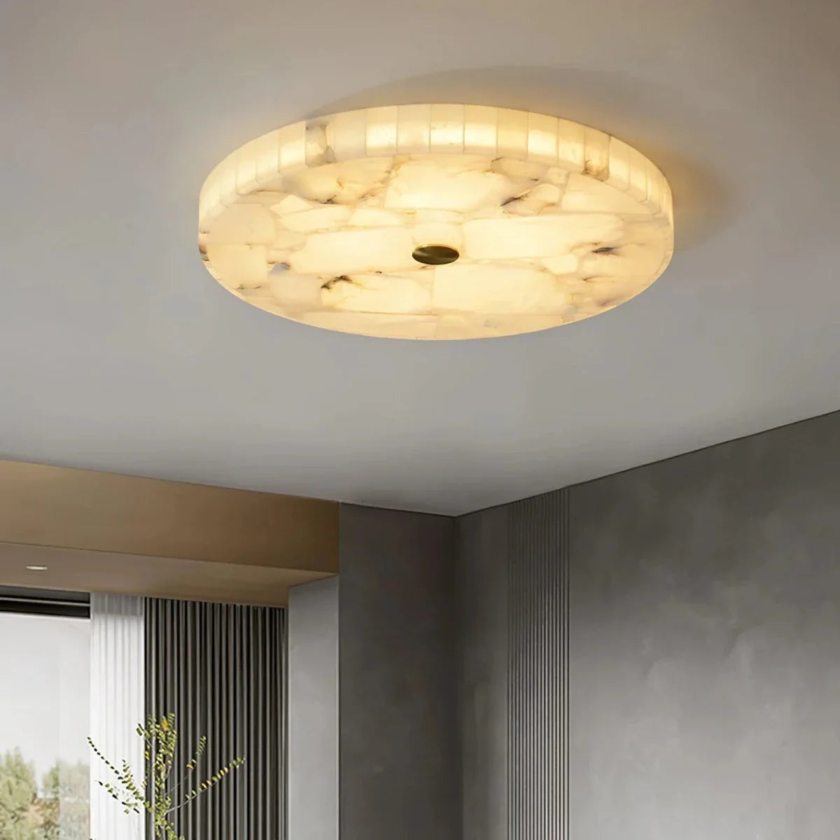Alabaster Marble Disc Flush Mount — Modern Style | LUEUR™