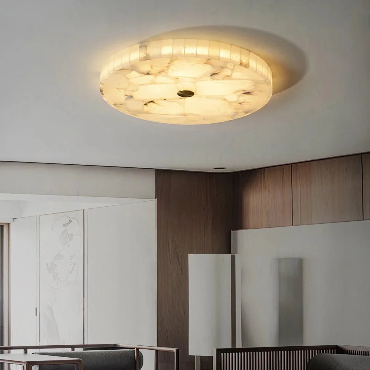 Alabaster Marble Disc Flush Mount — Modern Style | LUEUR™