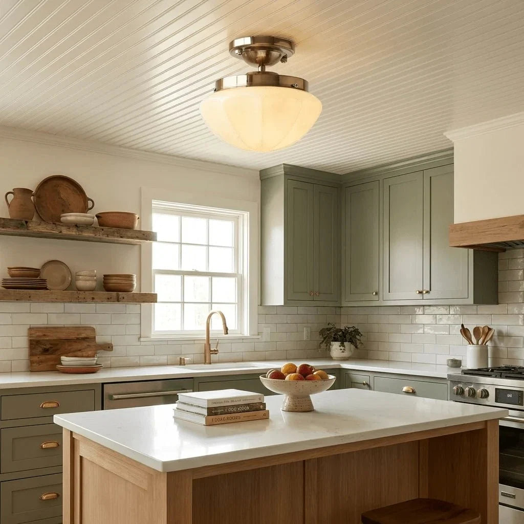Blown Glass Shade Flush Mount — French Contemporary Style | MOUSSELINE™