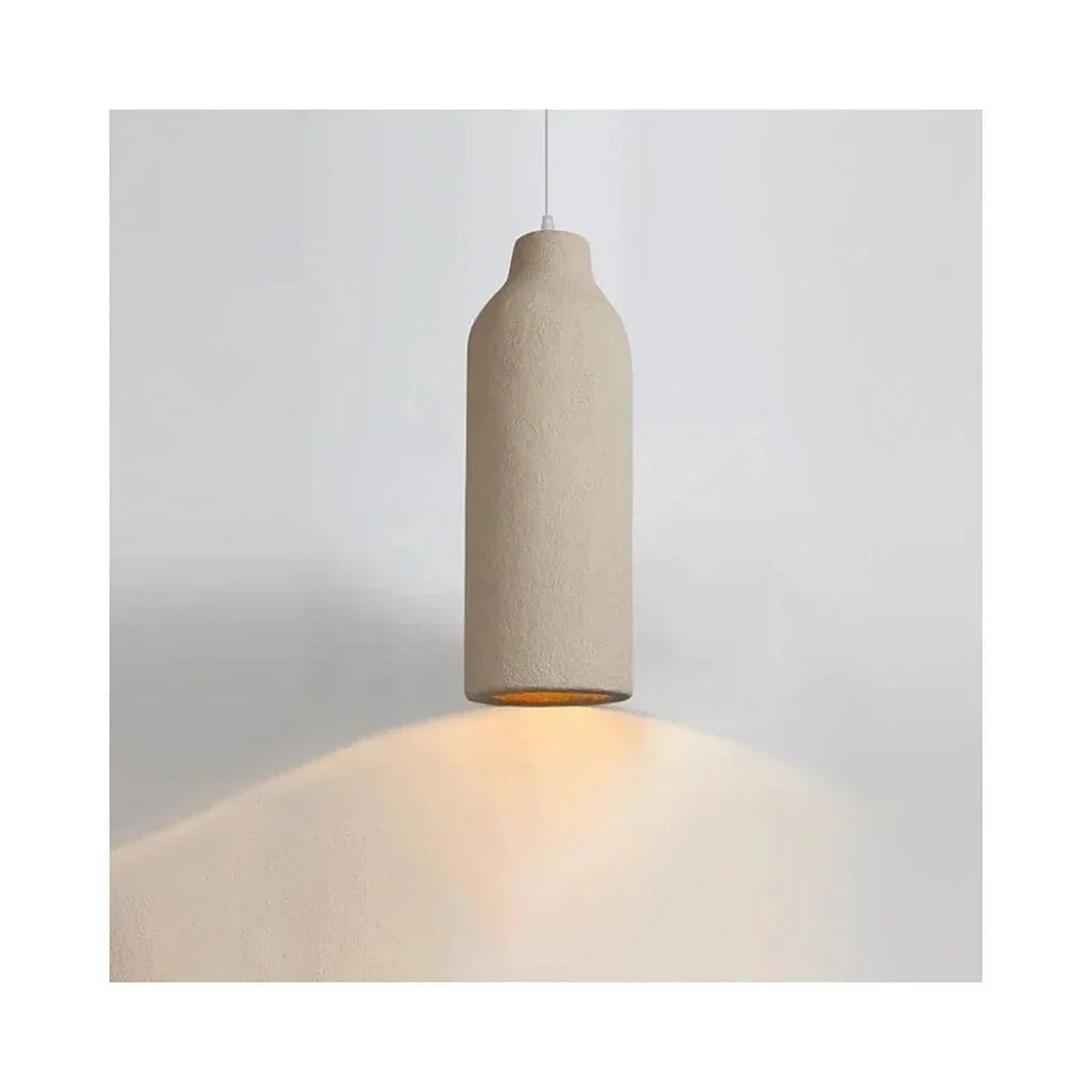 Suna bottle pendant light in sand beige, 7.1 in