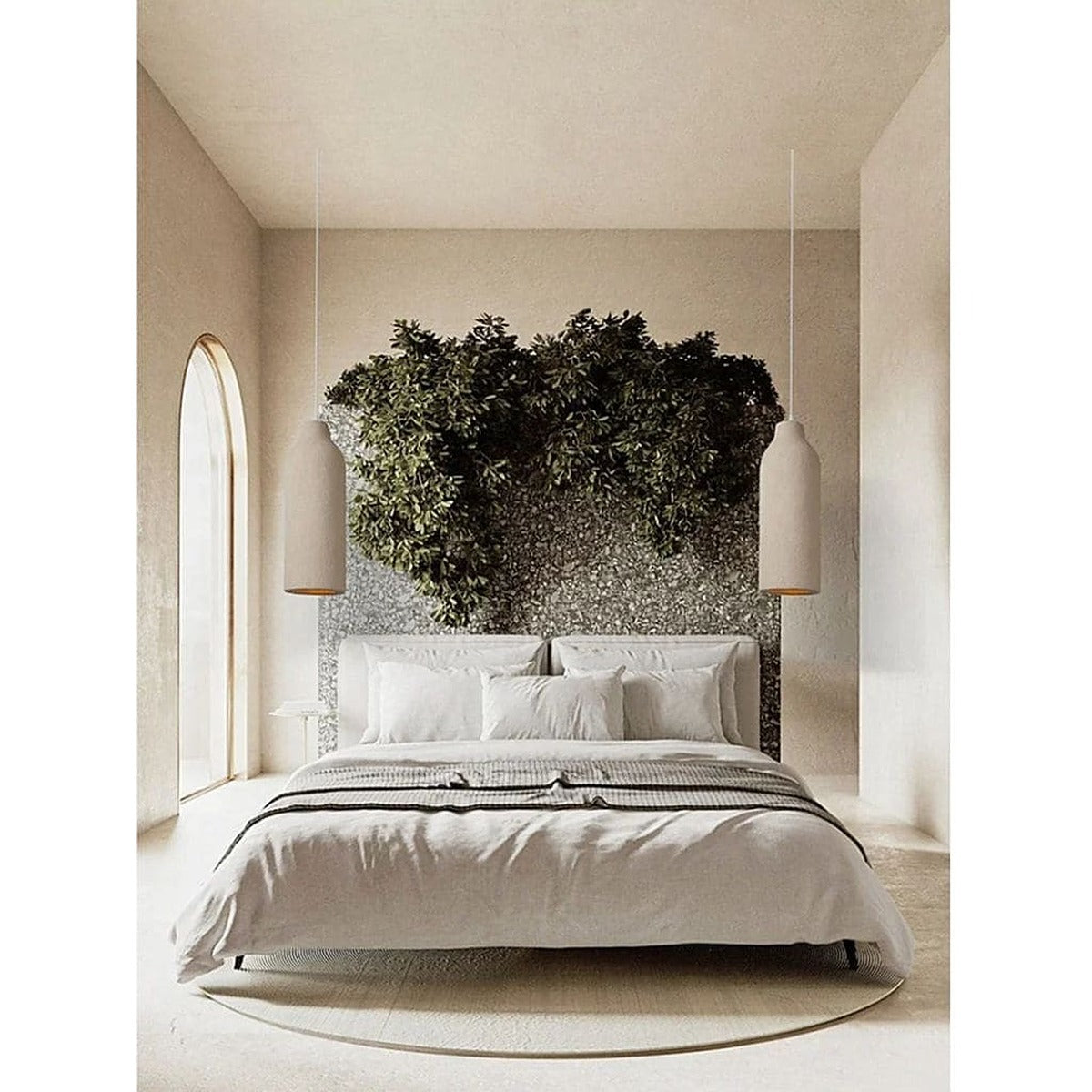 Suna bottle pendant lights as bedside lights in a bedroom