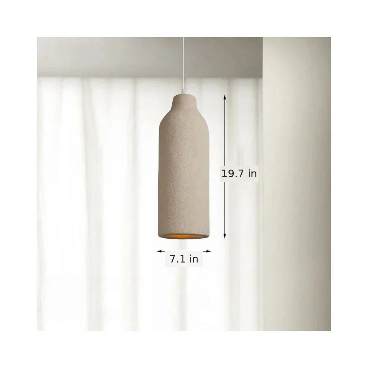 Suna bottle pendant dimensions: 7.1 in wide, 19.7 in high
