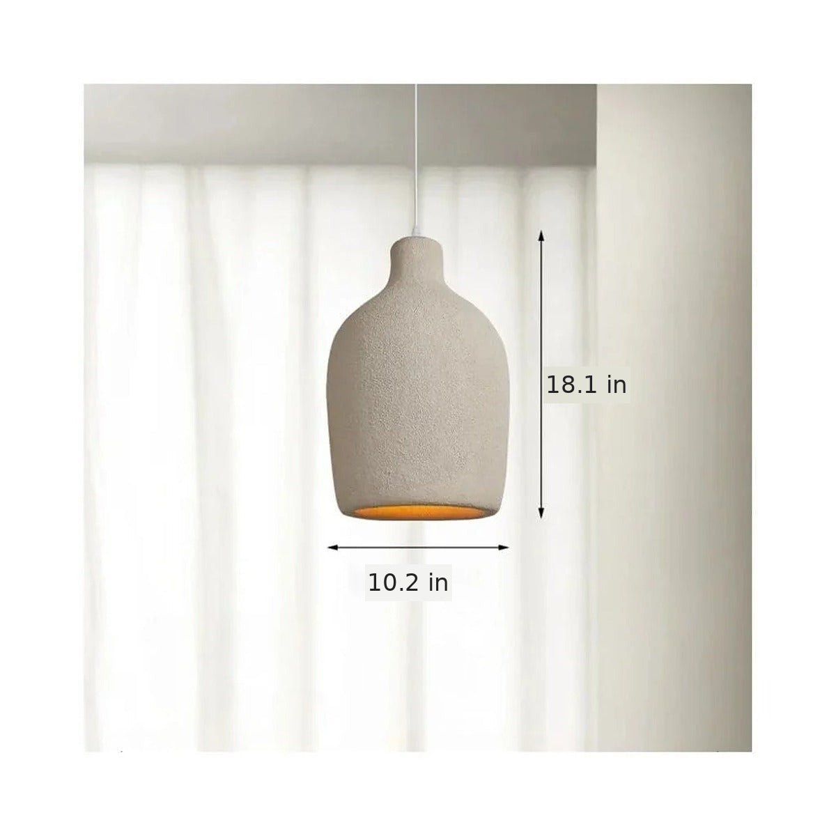 Suna vase pendant dimensions: 10.2 in wide, 18.1 in high