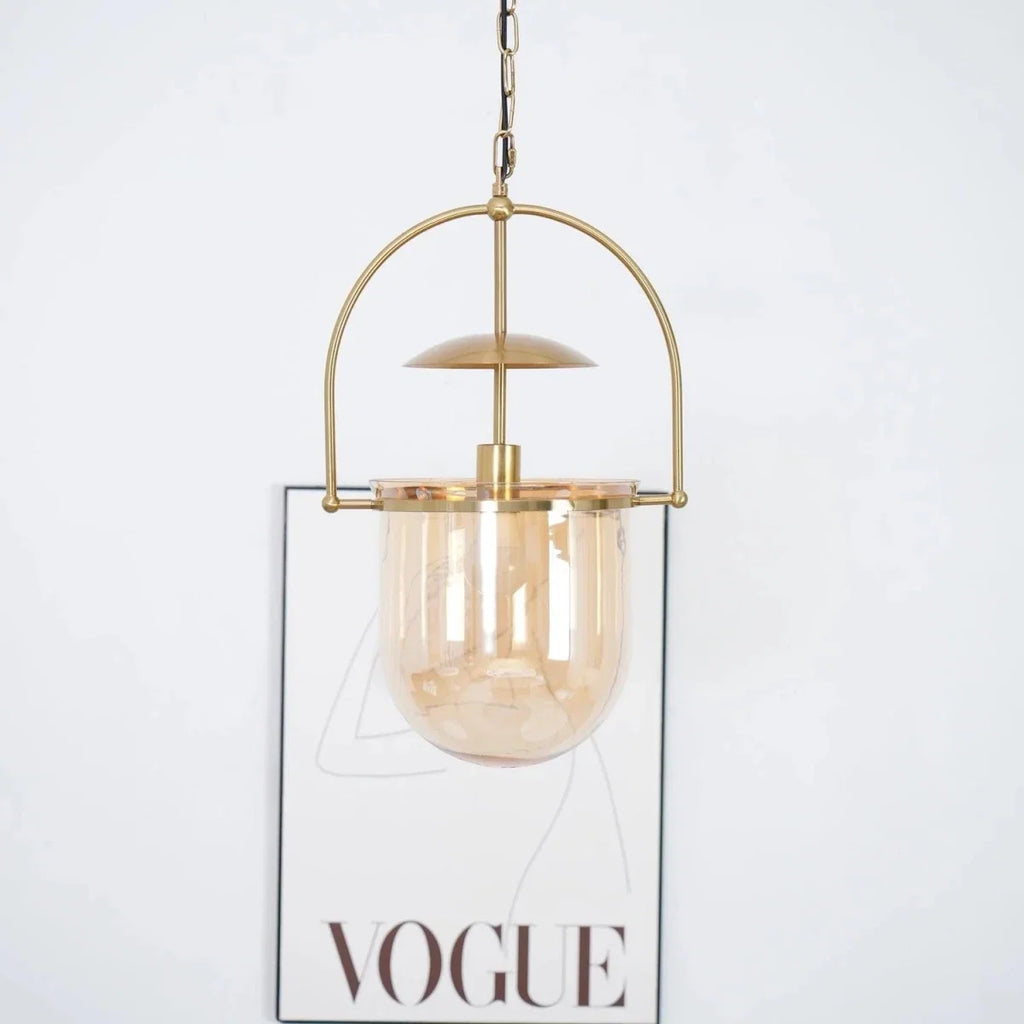 3-Light Glass & Copper Pendant — Vintage Minimalist Chandelier | TOPAZE™