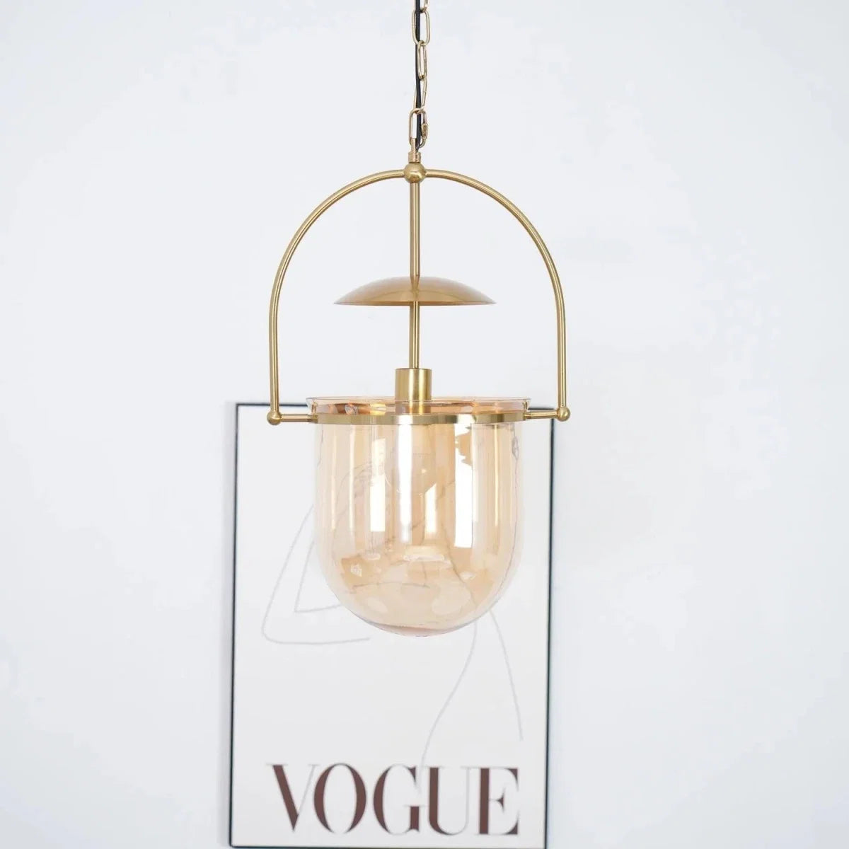 3-Light Glass & Copper Pendant — Vintage Minimalist Chandelier | TOPAZE™