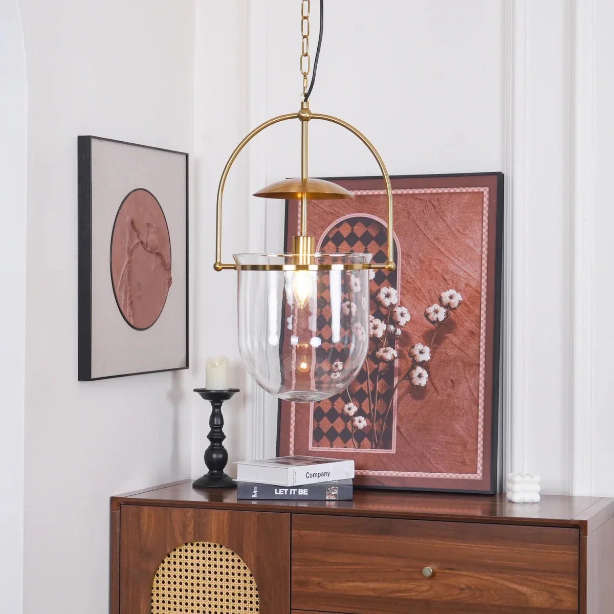 3-Light Glass & Copper Pendant — Vintage Minimalist Chandelier | TOPAZE™