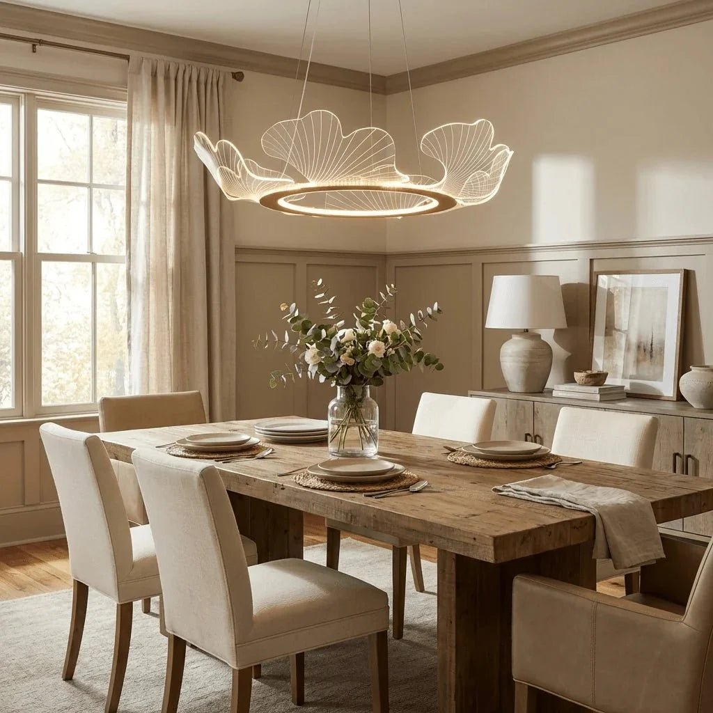 Acrylic Ring Chandelier — Art Deco Petal Style | AURÉOLE™