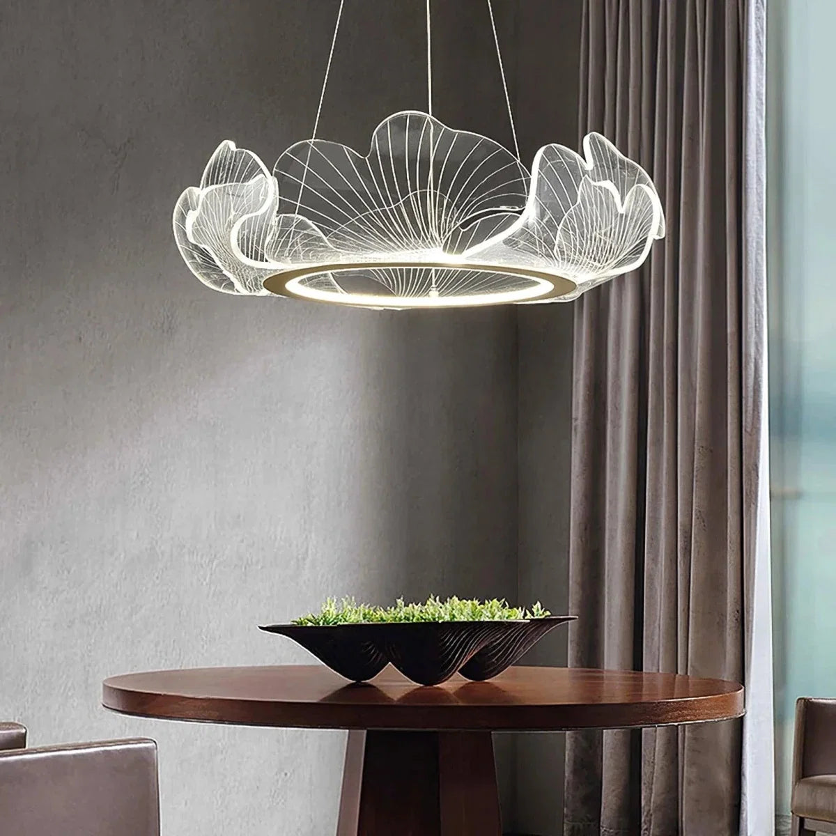 Acrylic Ring Chandelier — Art Deco Petal Style | AURÉOLE™