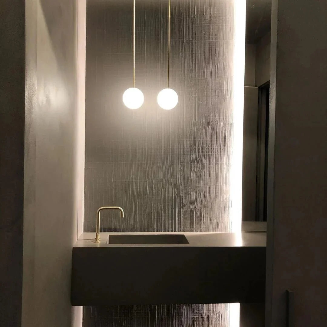 White Glass Globe Pendant — Minimalist Modern Style | BILLE™